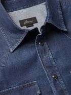 Brioni - Garment-Dyed Denim Western Shirt - Blue