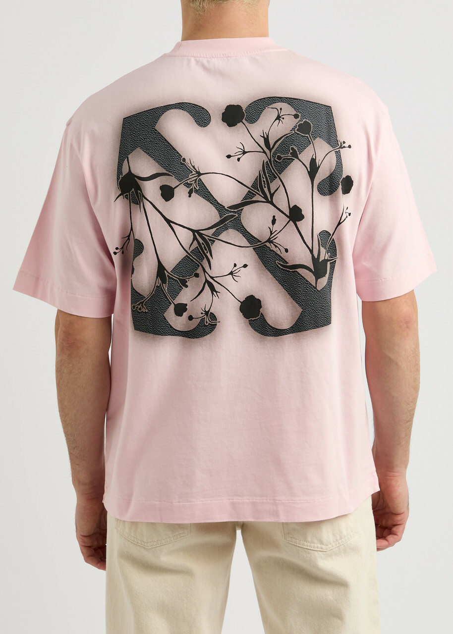 Off-white Flower Arrow Printed Cotton T-shirt Pink Off-White