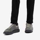 Alexander McQueen Men's Heel Tab Suede Wedge Sole Sneakers in Grey