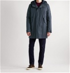 Yves Salomon - Army Shearling-Lined Cotton-Blend Hooded Down Parka - Blue