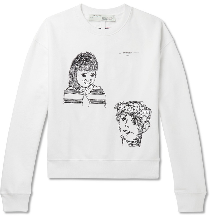 Photo: Off-White - Oversized Embroidered Fleece-Back Cotton-Jersey Sweatshirt - White