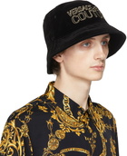 Versace Jeans Couture Black Velvet Logo Bucket Hat