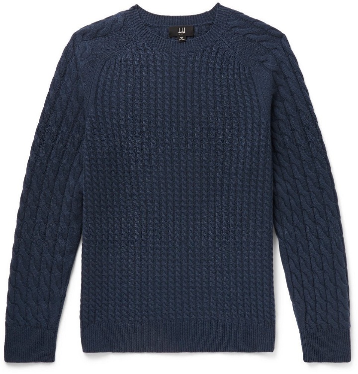 Photo: Dunhill - Cable-Knit Cashmere Sweater - Men - Storm blue