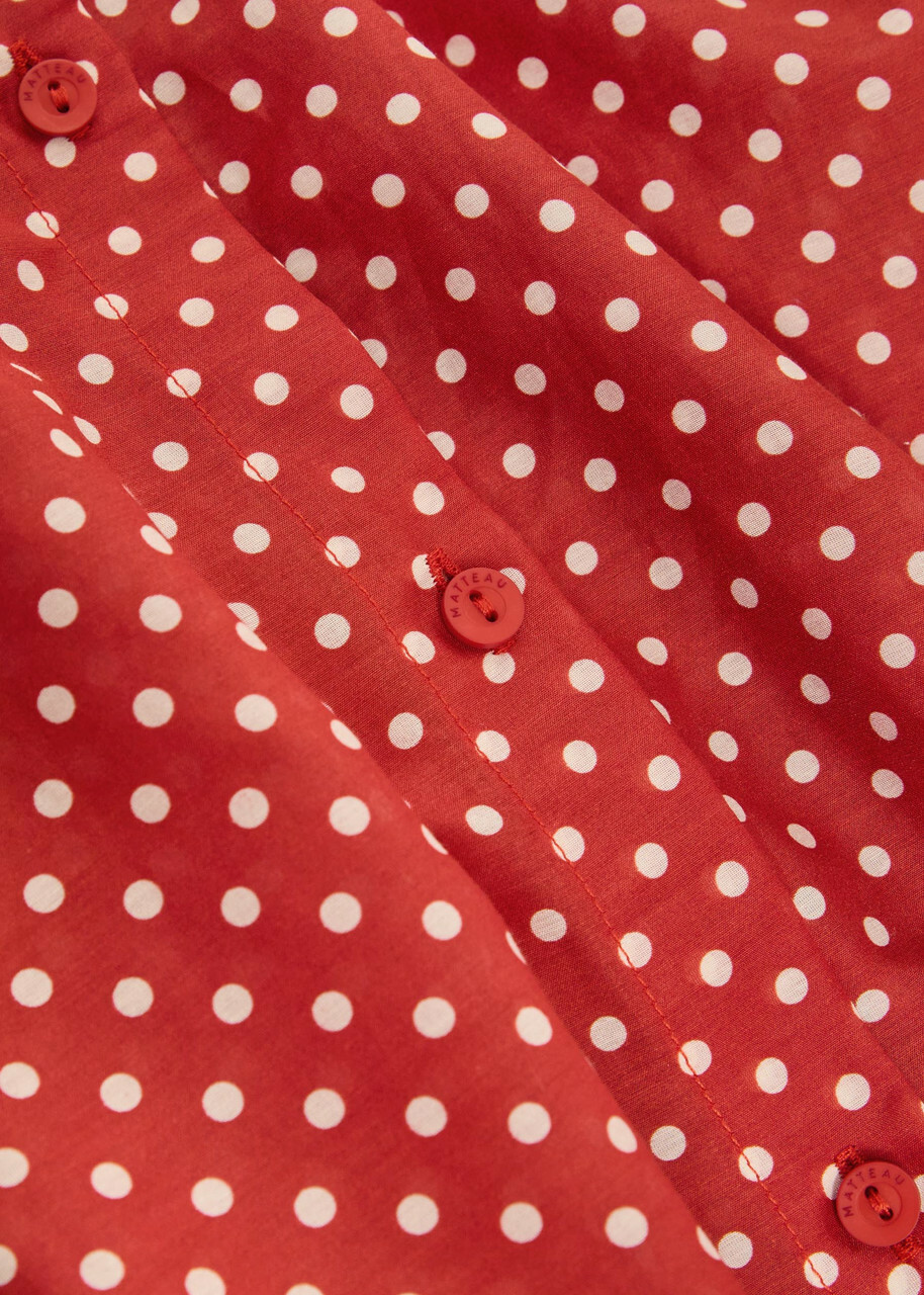 Matteau Polka dot Cotton and Silk-blend Shirt Red