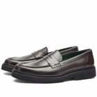 VINNY'S Men's Richee Lug Sole Penny Loafer in Brown Crust Leather