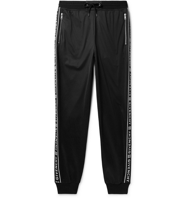 Photo: Givenchy - Tapered Logo-Jacquard Fleece-Lined Tech-Jersey Sweatpants - Men - Black