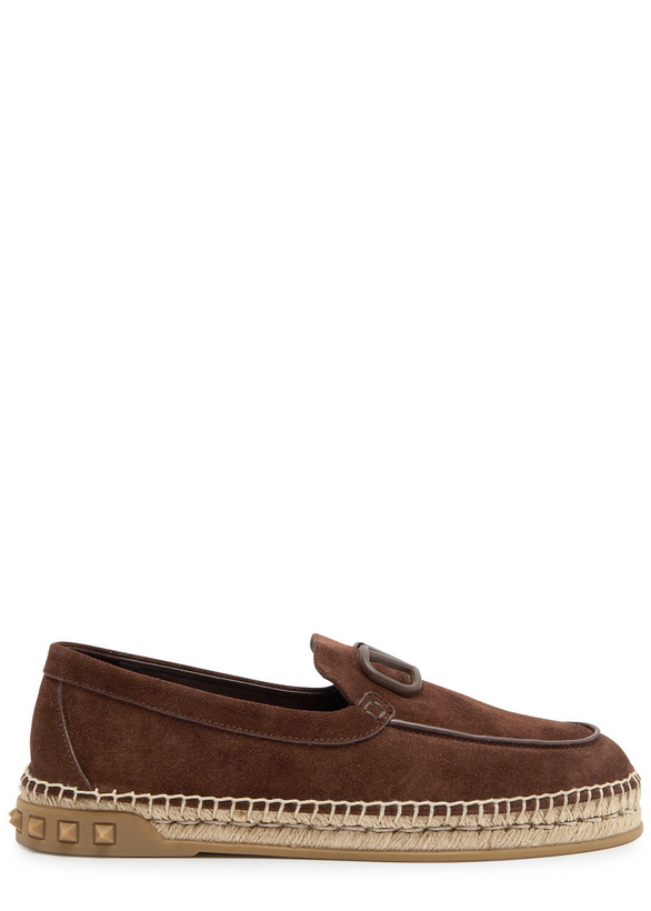 Photo: Valentino Leisure Flows VLogo Suede Espadrilles Brown