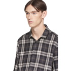 Neil Barrett Black and Grey Lyocell Plaid Long Sleeve Shirt