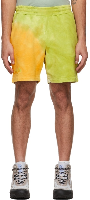Photo: MCQ Green & Yellow Tie-Dye Shorts
