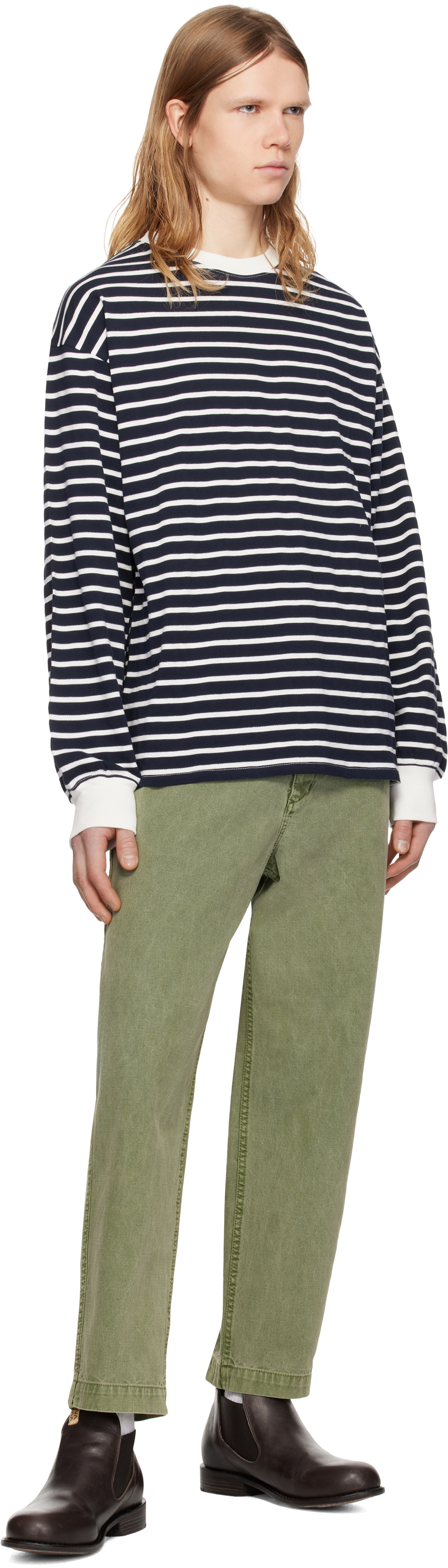 Pilgrim Surf + Supply Navy & White Blinky Striped Longsleeve T-shirt