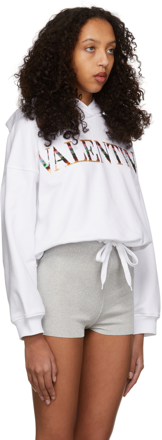Valentino White Embroidered Logo Sweatshirt