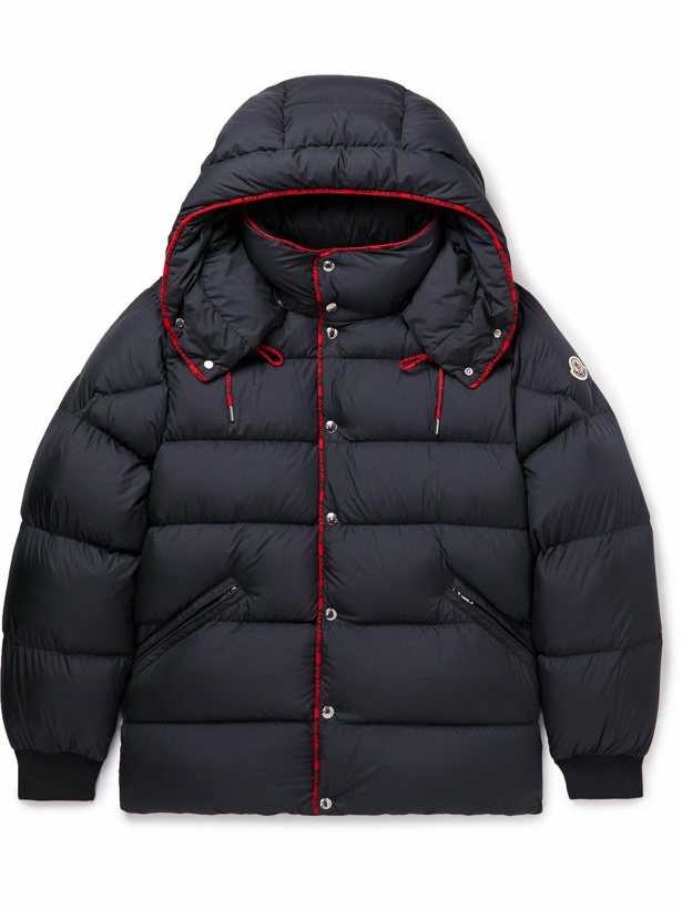 Photo: Moncler - Amarante Logo-Appliquéd Quilted Shell Hooded Down Jacket - Blue