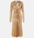 Roberto Cavalli Embellished snake-print midi dress