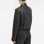 Balmain Women's Cropped Leather Biker Jacket in Black