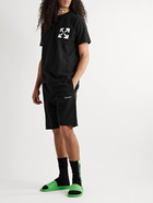 Off-White - Straight-Leg Logo-Print Cotton-Jersey Shorts - Black