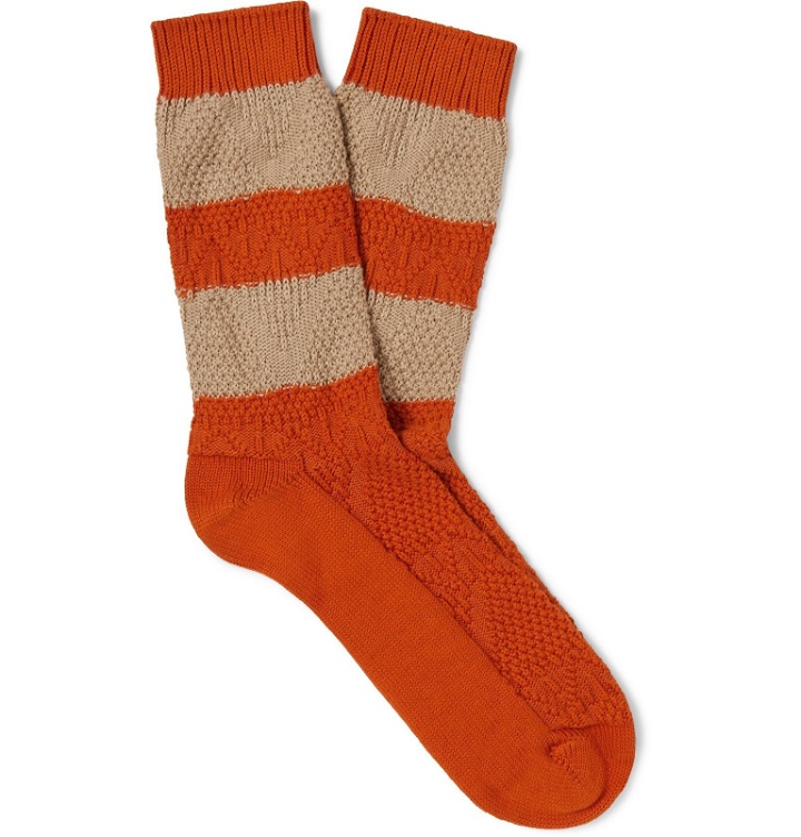 Photo: Thunders Love - Charlie Colour-Block Mélange Recycled Cotton-Blend Socks - Orange