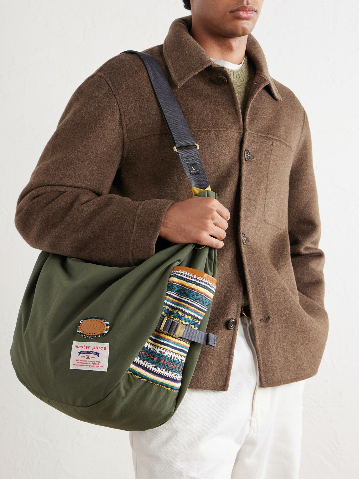 Master-Piece - Chup Leather-Trimmed Cotton Shoulder Bag