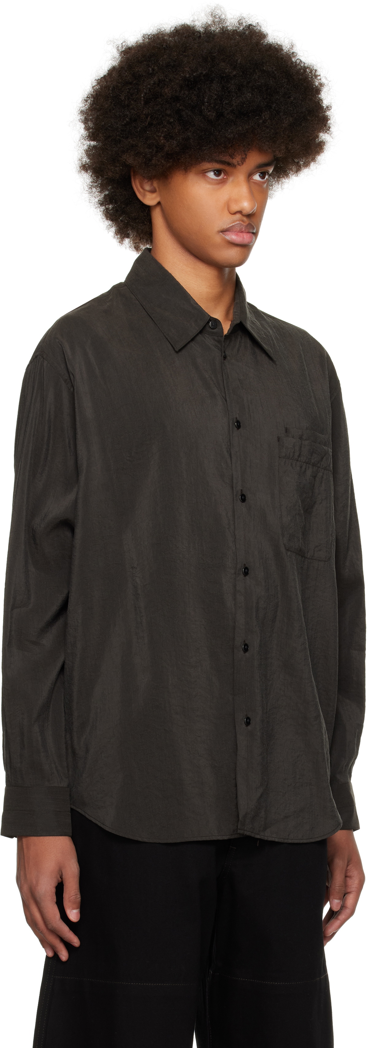 LEMAIRE brownストライプ 長袖シャツ LEMAIRE Brown Relaxed Shirt Lemaire
