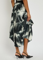 High Geek Printed Satin Midi Skirt Black