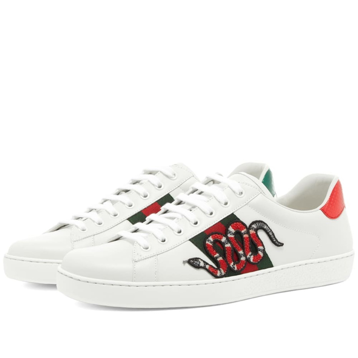 Photo: Gucci Men's New Ace GRG Snake Sneakers in White