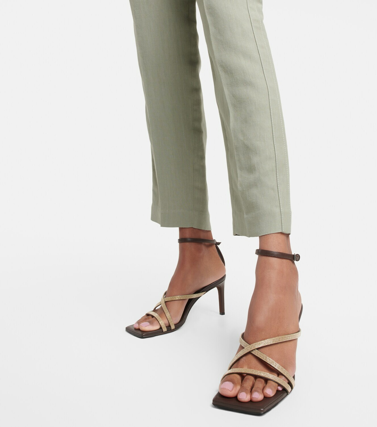Brunello Cucinelli Brown Calf Leather Bos Taurus Flat Sandals