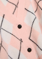 Alice + Olivia Grace Argyl Cropped Cashmere-blend Cardigan Pink