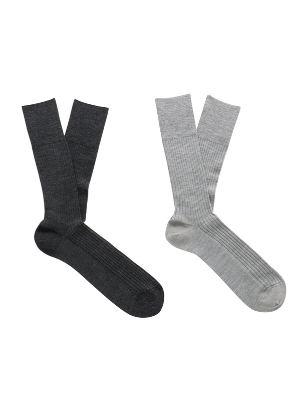 Photo: Falke - N7 Finest Two-Pack Ribbed Virgin Wool-Blend Socks - Multi