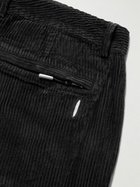 Folk - Signal Tapered Pleated Cotton-Corduroy Trousers - Black