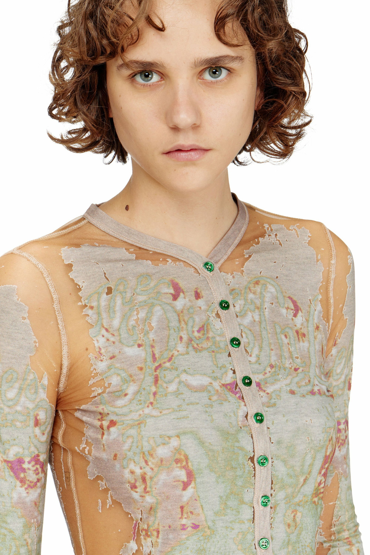 Diesel Cardigan top in printed devoré jersey - Tops Womens in Brown