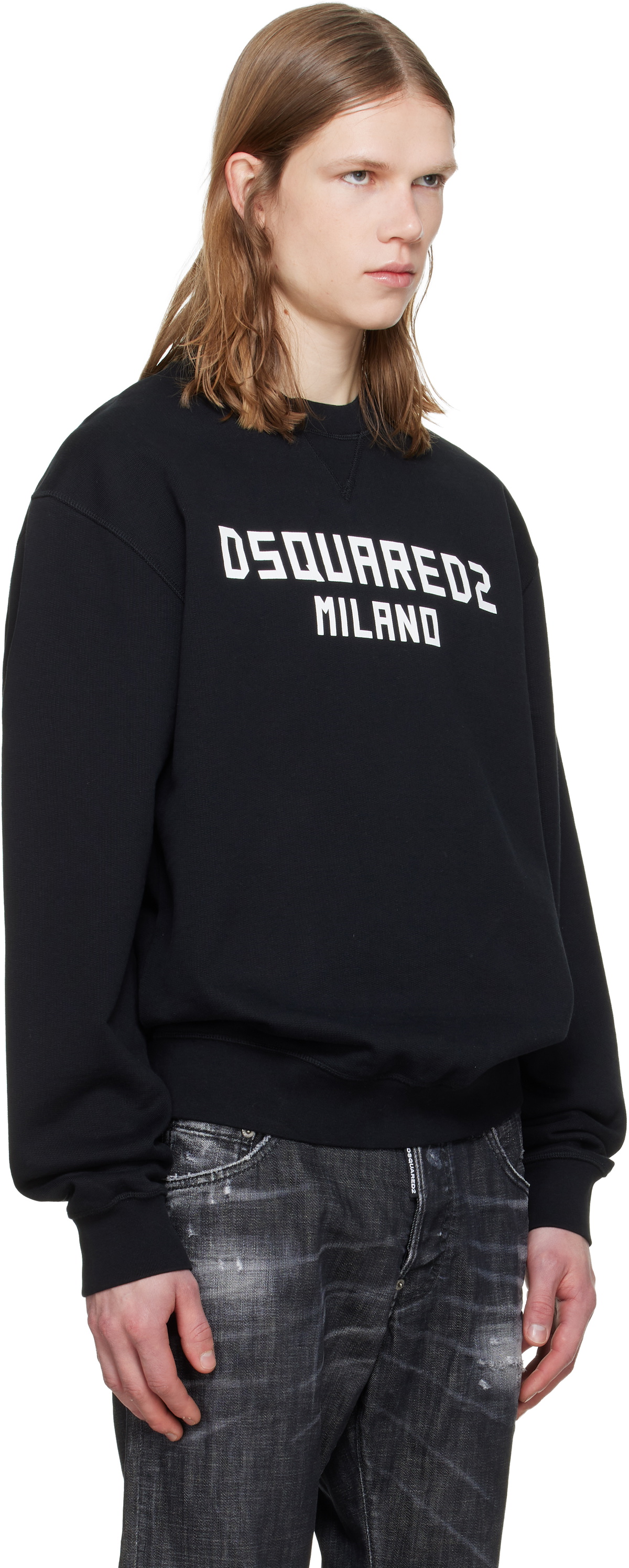 トップス Dsquared2 Branded Sweatshirt Dsquared2 Black 'Dsquared2 Milano' Cool Fit Sweatshirt Dsquared2