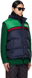 Gucci Navy & Green Striped Down Vest