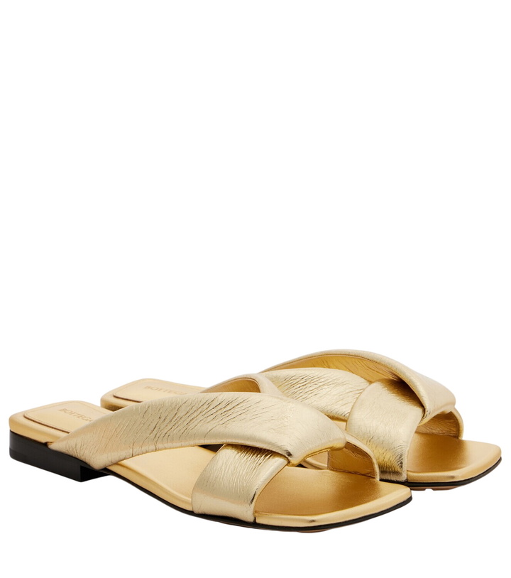 Photo: Bottega Veneta Riva metallic leather mules