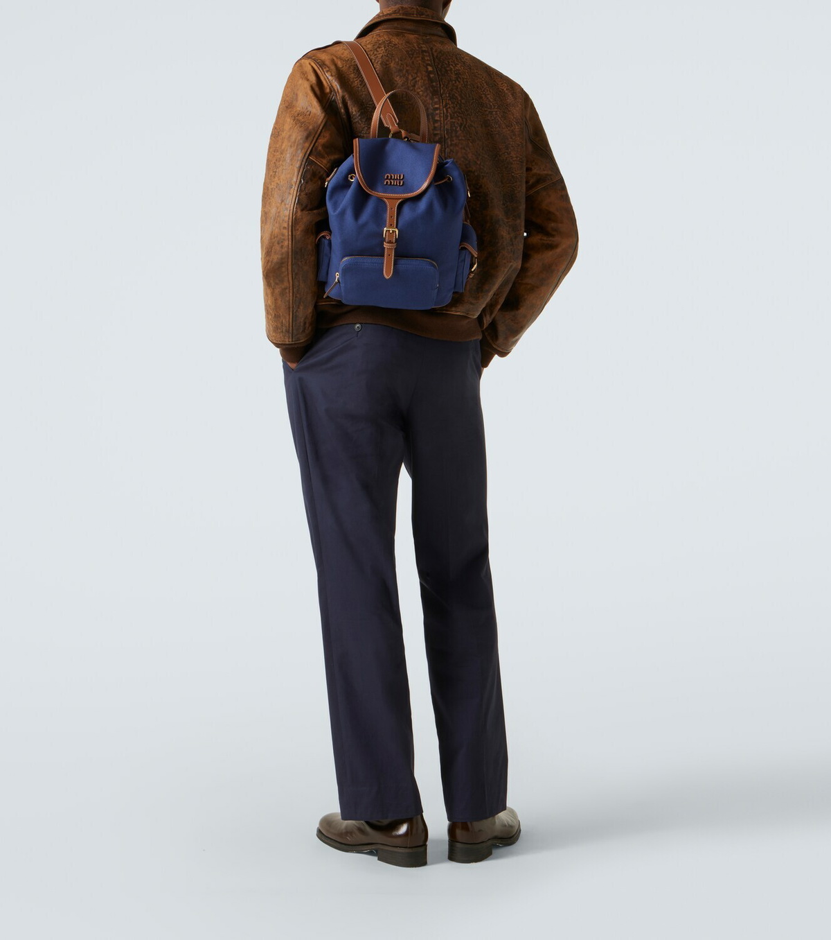 Miu Miu Leather-trimmed canvas backpack