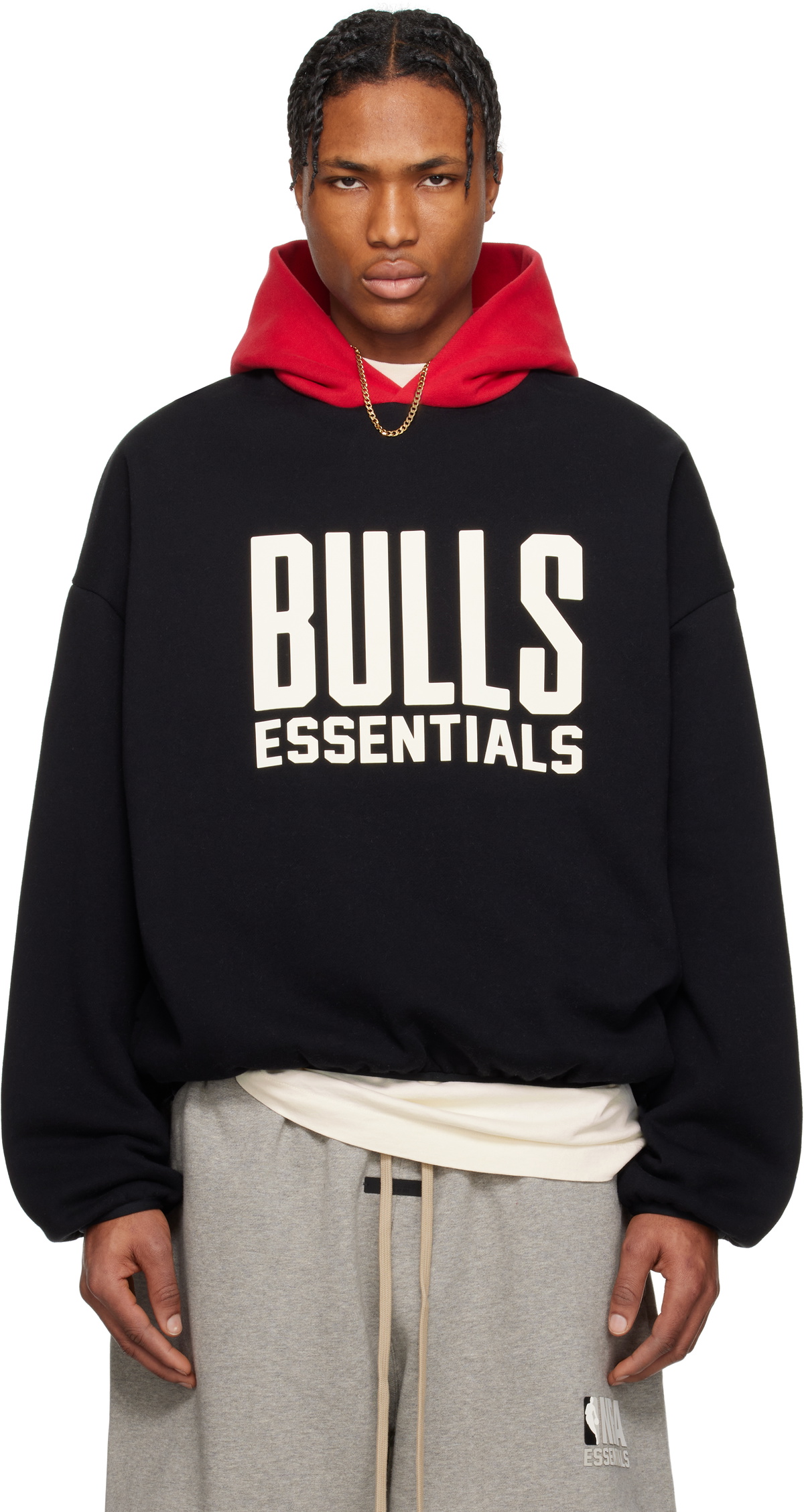 Fear of God ESSENTIALS Black & Red NBA Bulls Pull Over Fear of God ESSENTIALS Black & Red NBA Bulls Pull Over
