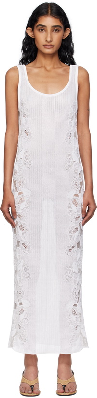 Photo: ALAÏA White Guipure Lace Flower Midi Dress