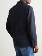 Sunspel - Unstructured Garment-Dyed Cotton and Linen-Blend Twill Blazer - Blue