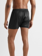 Derek Rose - Woburn 8 Striped Silk-Satin Boxer Shorts - Black
