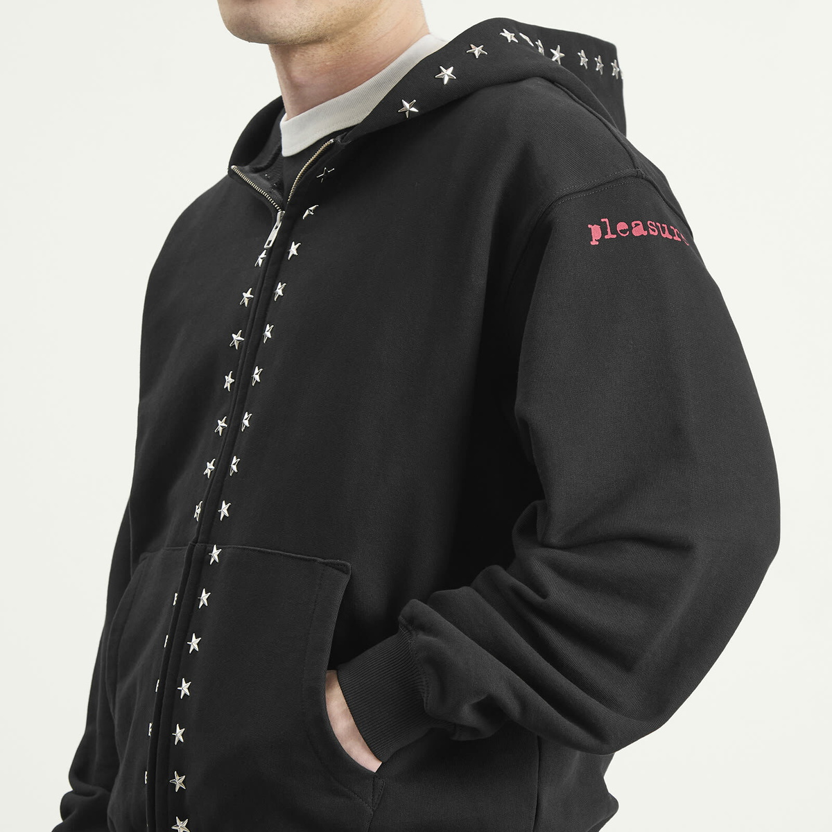 Pleasures Men's x Zero Dane Studded Hoodie in Black