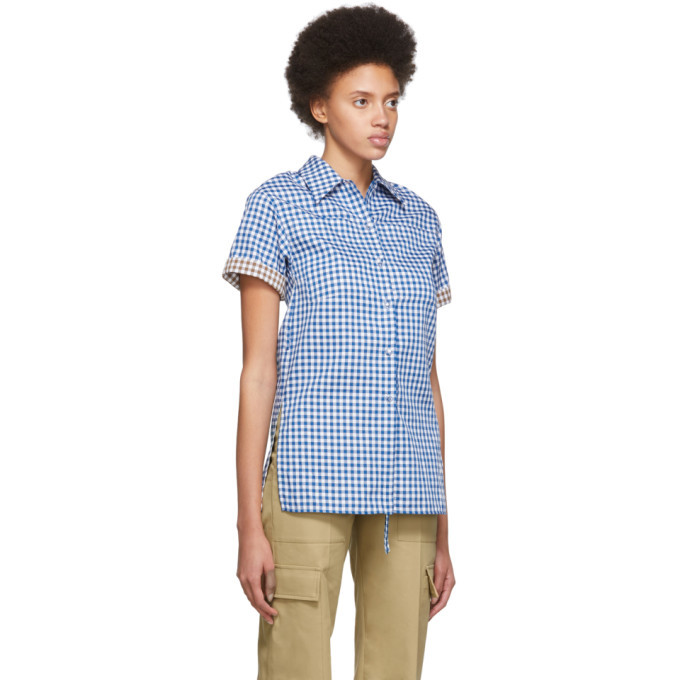 Ports 1961 White and Blue Check Short Sleeve Shirt