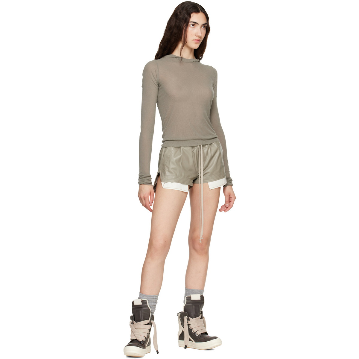 Rick Owens Brown Tower Jumbolace Geobasket Sneakers
