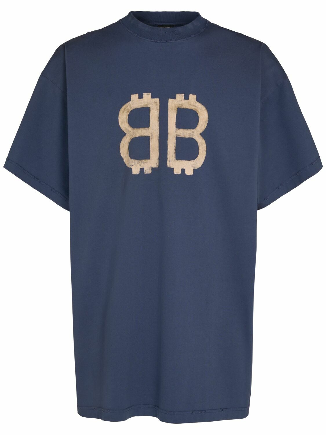 ［Balenciaga ］バレンシアガ Slate Cotton T-Shirt BALENCIAGA Distressed Printed Cotton-Jersey T-Shirt for Men