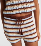 Anna Kosturova Striped cotton crochet shorts