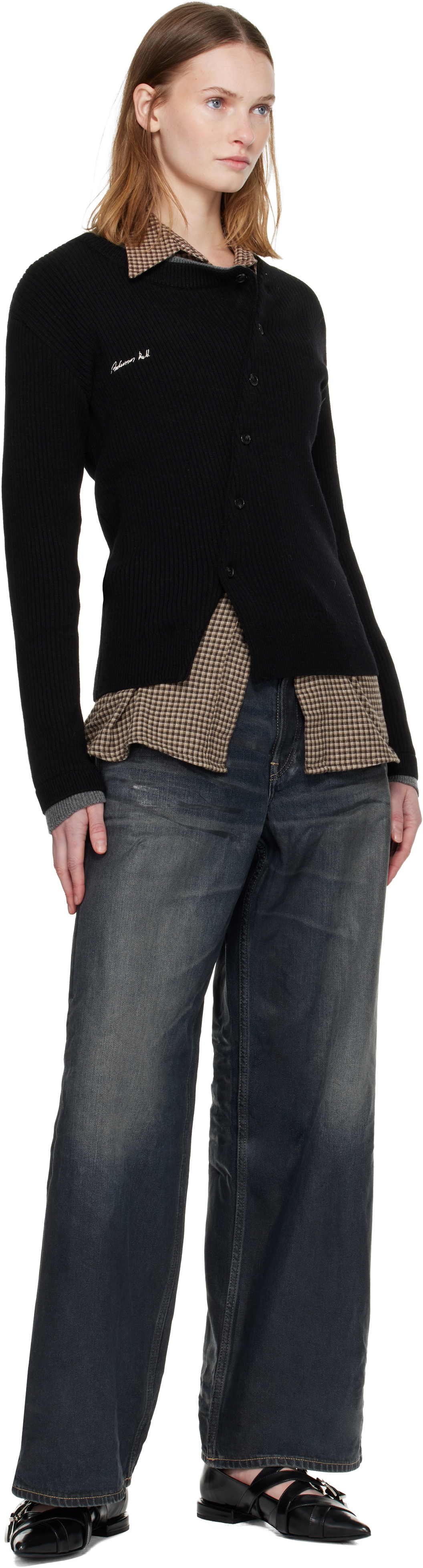 Andersson Bell Black Button Slim Knit Cardigan