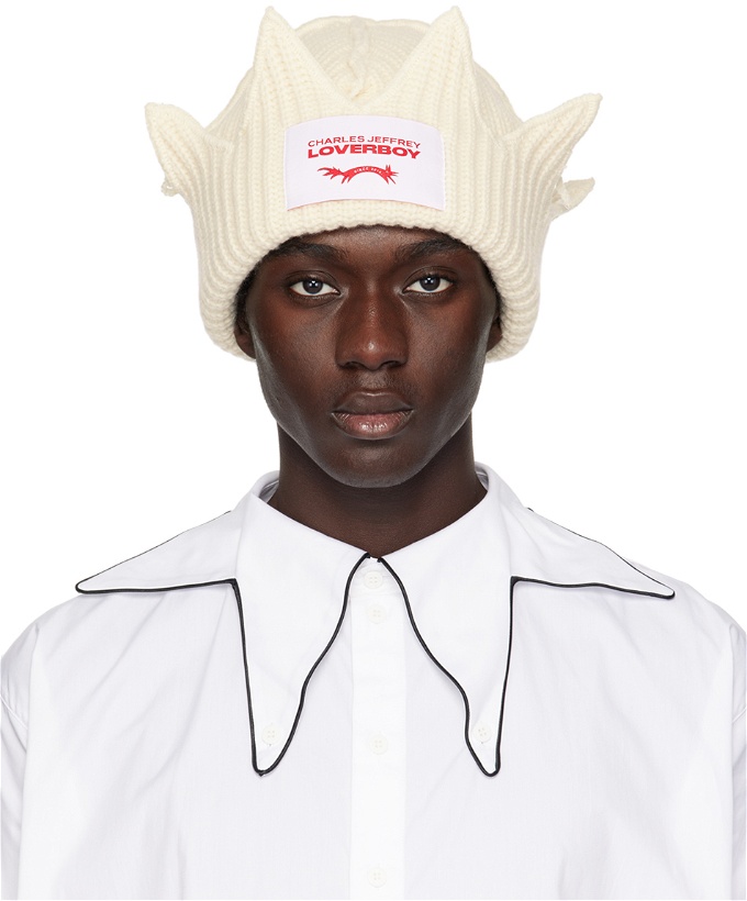 Photo: Charles Jeffrey LOVERBOY Off-White Chunky Crown Beanie