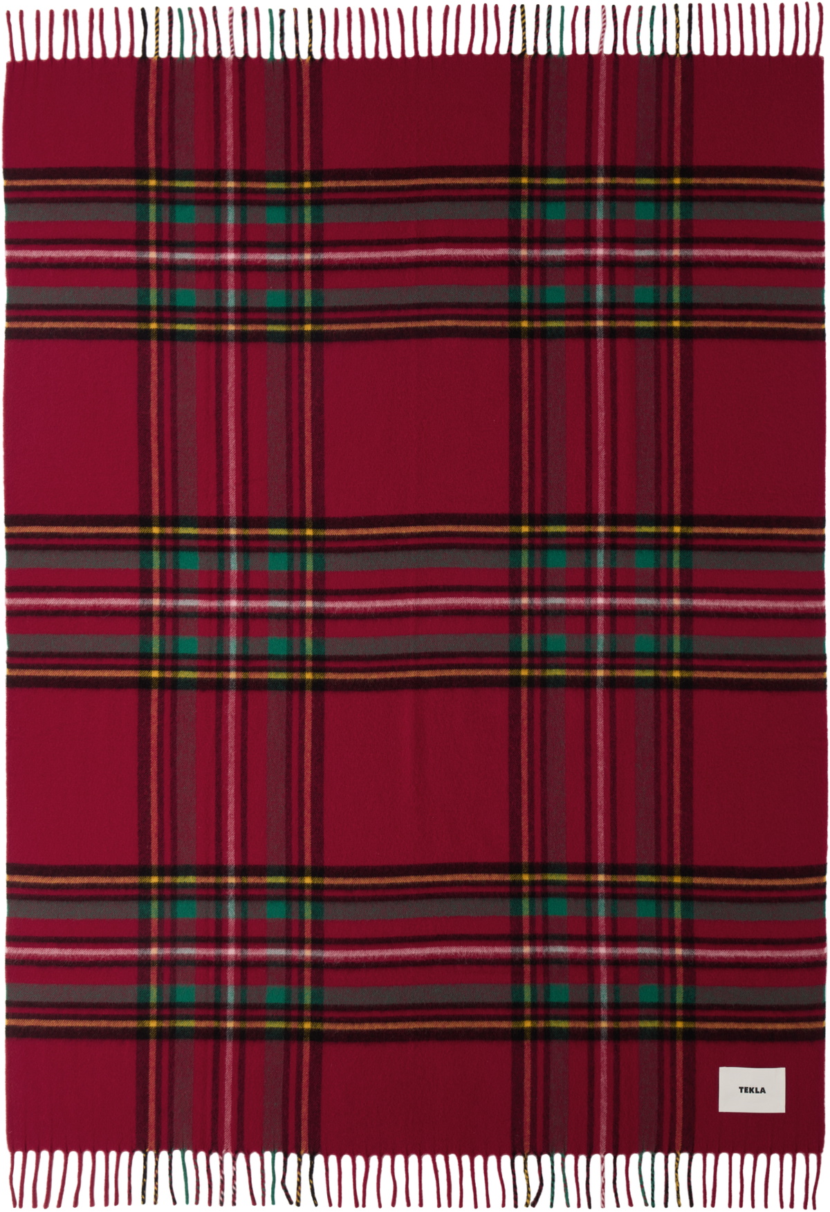 Tekla Red Fringed Blanket