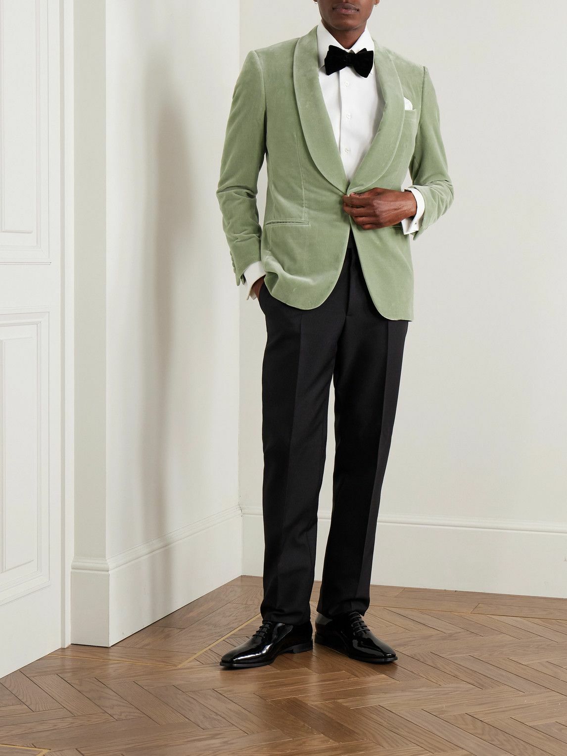 Kingsman - Slim-Fit Shawl-Collar Cotton-Velvet Tuxedo Jacket - Green