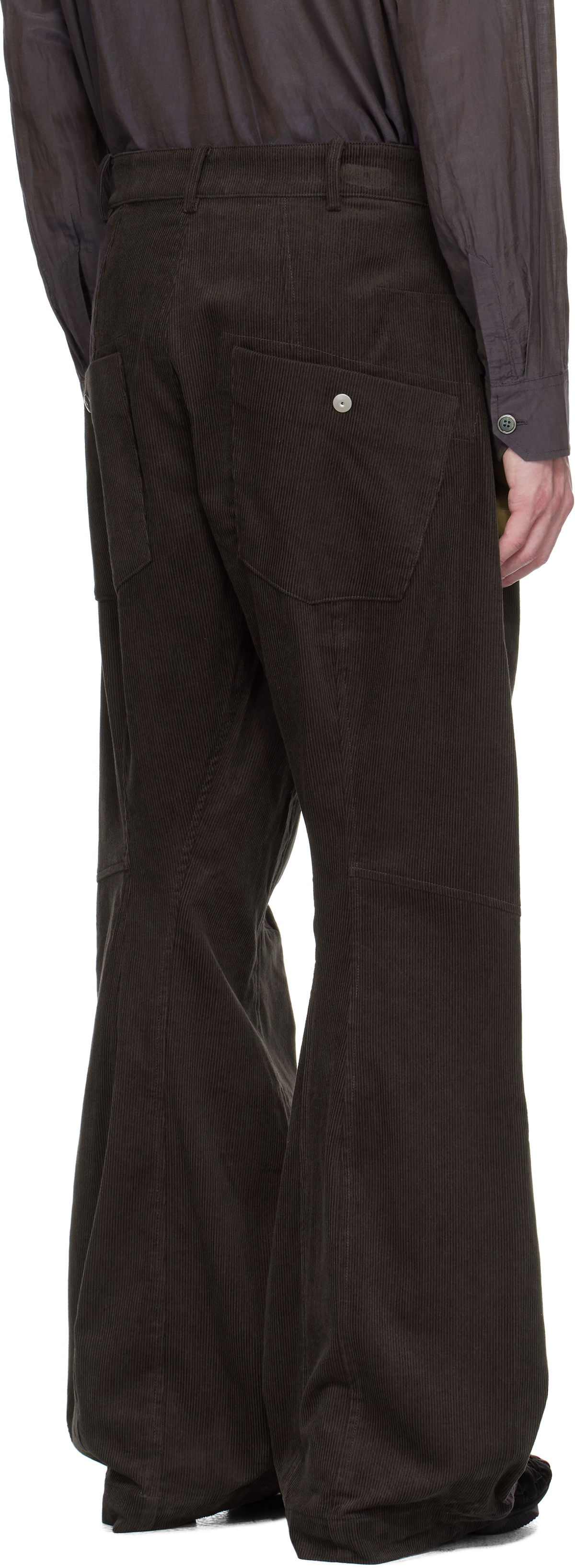 Omar Afridi Gray Knee Darted Flare Micro Cord Trousers Omar Afridi