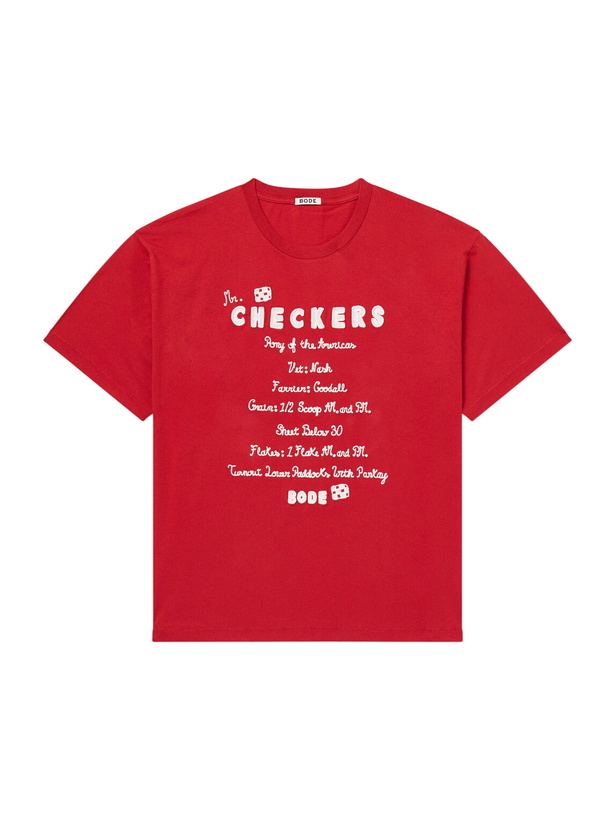 Photo: BODE - Embroidered Cotton-Jersey T-Shirt - Red