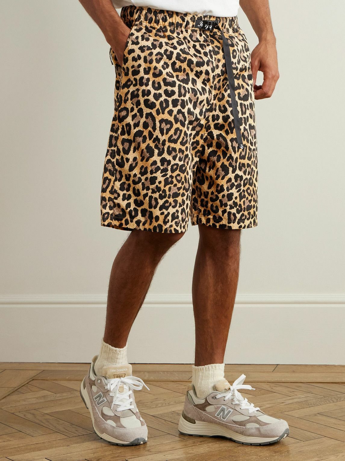 KAPITAL - Easy Wide-Leg Belted Leopard-Print Cotton-Twill Shorts - Brown