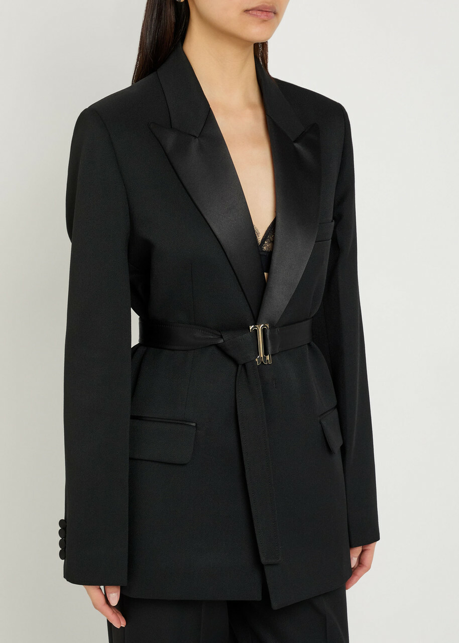 Victoria Beckham Belted Canvas Blazer Black